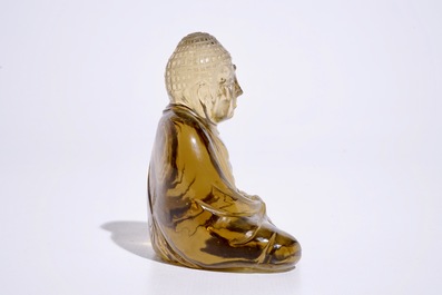 Un mod&egrave;le de Bouddha en crystal de rocher fum&eacute;, Chine, 19/20&egrave;me