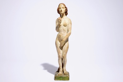 Un grand mod&egrave;le d'Eve en bois sculpt&eacute; polychrome, France, 17&egrave;me