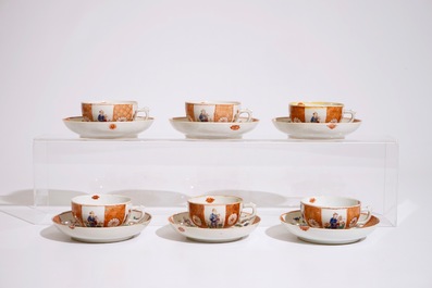 Zes Chinese rose-imari koppen en schotels, 18/19e eeuw