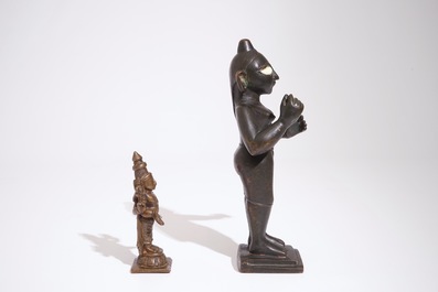 Deux figures en bronze, Inde ou N&eacute;pal, 18/19&egrave;me