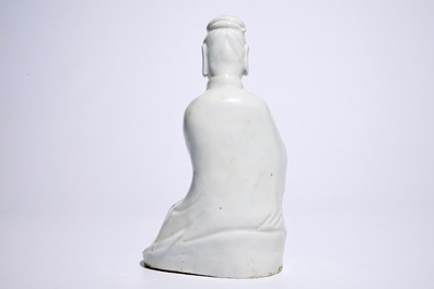 A Chinese Dehua blanc de Chine model of Guanyin, 18/19th C.