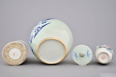 Un lot vari&eacute; en porcelaine de Chine famille rose et bleu et blanc, 19/20&egrave;me