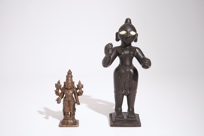 Deux figures en bronze, Inde ou N&eacute;pal, 18/19&egrave;me