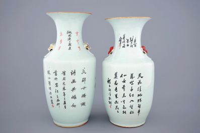 Twee Chinese famille rose en qianjiang cai vazen, 19/20e eeuw