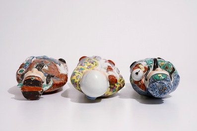A set of three Chinese famille rose figures of immortals, 19/20th C.