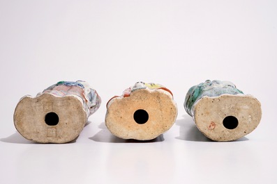 A set of three Chinese famille rose figures of immortals, 19/20th C.