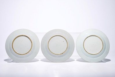 Six Chinese famille rose cherrypickers plates, Qianlong