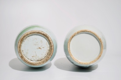 Two Chinese famille rose vases with calligraphy, 19/20th C.