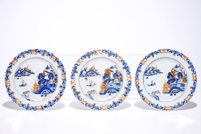 Zes diverse Chinese Imari-stijl schotels en borden, Kangxi/Qianlong