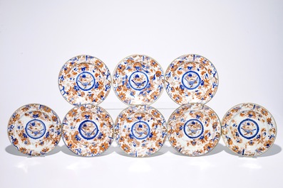 Eleven Chinese Imari-style plates, incl. a set of eight, a pair and one individual, Kangxi/Qianlong