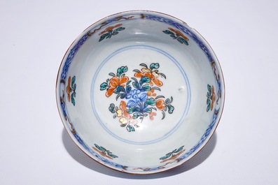 A Chinese Dutch decorated Amsterdams bont bowl with horses, Kangxi