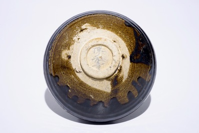 A Chinese Jian black and brown splashed bowl, Song