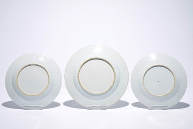 Eleven Chinese Imari-style plates, incl. a set of eight, a pair and one individual, Kangxi/Qianlong