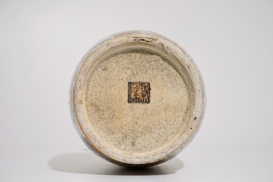 A Chinese famille rose on crackle ground vase, 19th C.