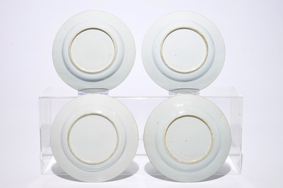 Eight Chinese Imari-style plates with figures in a garden, Kangxi/Yongzheng