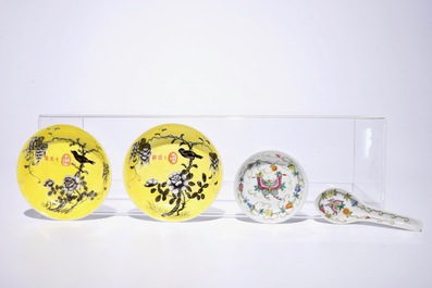 Un lot vari&eacute; en porcelaine de Chine famille rose, Yixing et qianjiang cai, 18/20&egrave;me
