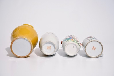 Un lot vari&eacute; en porcelaine de Chine famille rose, verte et monochrome, 19/20&egrave;me