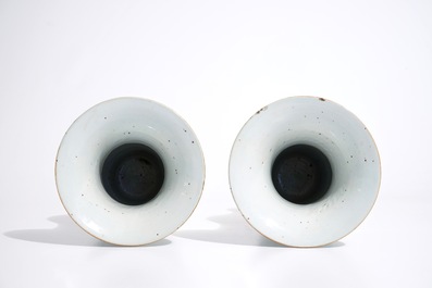 A pair of Chinese famille rose yenyen vases with pheasants, 19th C.