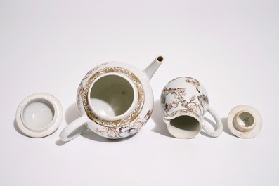 A fine Chinese famille rose teapot and matching milk jug, Yongzheng