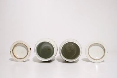 A set of matching Chinese famille verte vases and covers, 19th C