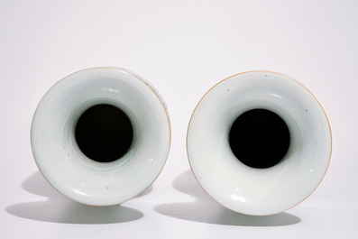 Two tall Chinese famille rose vases with calligraphy, 19/20th C.