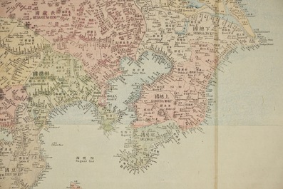 Een grote gedrukte kaart van Japan en de eilanden, Meiji, ca. 1900