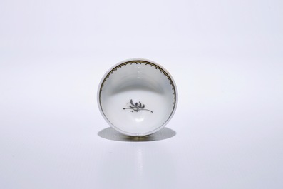 Six Chinese miniature grisaille cups and saucers with jesuits, Qianlong