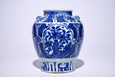 A large Chinese blue and white jar, Ming, Wanli