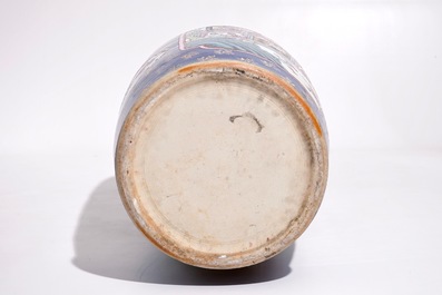 A massive Chinese famille rose on powder blue ground vase, 20th C.