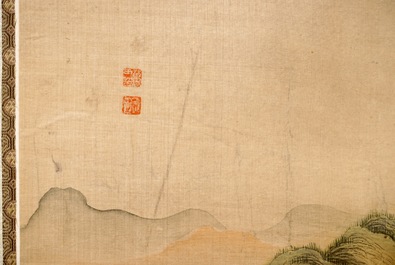Une paire de peintures chinoises sur soie au sujet "Les huit chevaux de Mu Wang", 19/20&egrave;me