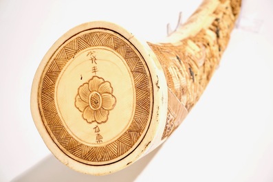 A large Chinese carved ivory tusk, early 20th C.
