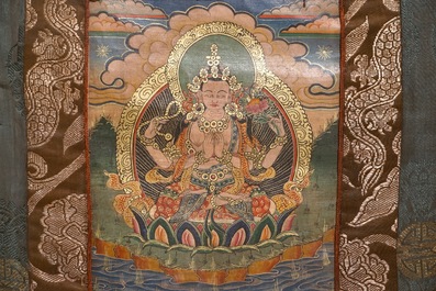 Un lot de trois thangkas, Tibet ou N&eacute;pal, 19/20&egrave;me
