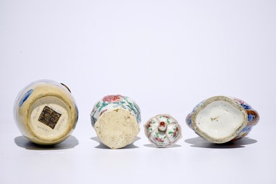 Un lot vari&eacute; en porcelaine de Chine famille rose, bleu et blanc et de style Imari, 18/19&egrave;me