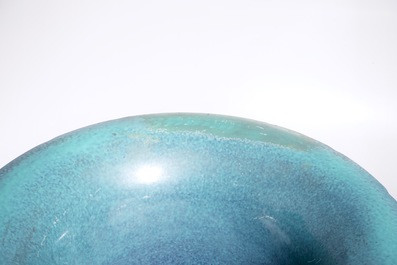 A massive Chinese famille rose on powder blue ground vase, 20th C.