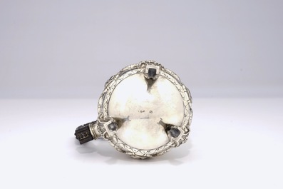 A silver "Egoist" coffee jug with ebony handle, 18/19th C.