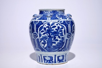 A large Chinese blue and white jar, Ming, Wanli