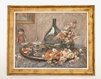 Jef Van de Fackere (1879-1946), Nature morte aux fleurs, huile sur toile, dat. 1946