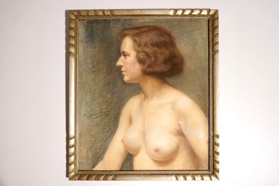 Jef Van de Fackere (1879-1946), nu f&eacute;minin, gouache sur papier