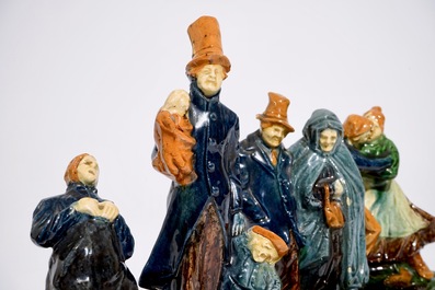 A Flemish pottery group titled: "The small wedding", prob. Caesens workshop, 20th C.