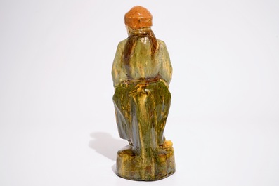 A Flemish pottery figure, "The little farmer", prob. Laigneil workshop, 20th C.