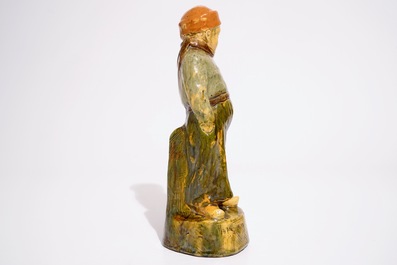 A Flemish pottery figure, "The little farmer", prob. Laigneil workshop, 20th C.