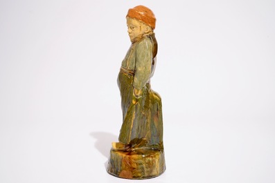 A Flemish pottery figure, "The little farmer", prob. Laigneil workshop, 20th C.