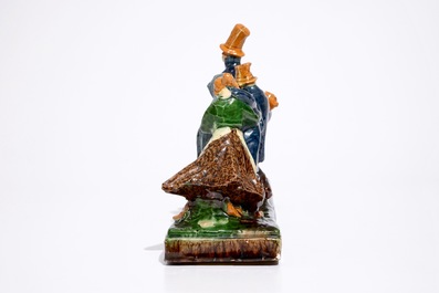 A Flemish pottery group titled: "The small wedding", prob. Caesens workshop, 20th C.