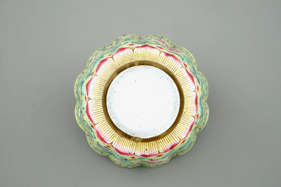 A set of Chinese Canton enamel, a lacquer stand, a silver box and cover, an ivory snuff bottle and a miniature vase, 19/20th C.