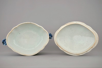 A Chinese blue and white tureen and cover, Qianlong