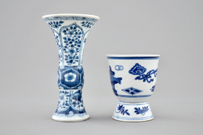 Een gevarieerd lot Chinees blauw-wit en famille rose porselein, Wanli, Kangxi en later