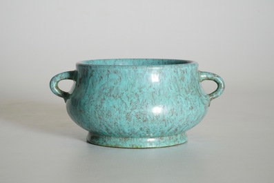 A Chinese robin's egg glazed censer, Yongzheng mark, 19/20th C.