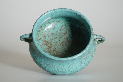 A Chinese robin's egg glazed censer, Yongzheng mark, 19/20th C.