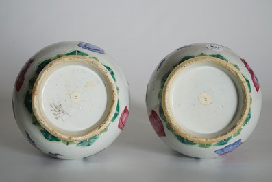 A pair of Chinese famille rose "Wu Shuang Pu" vases, 19th C.