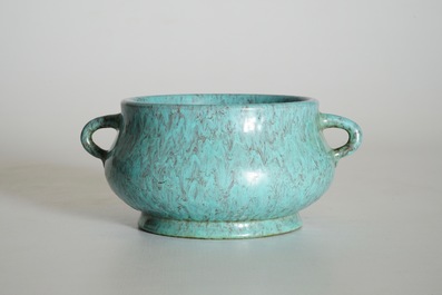 A Chinese robin's egg glazed censer, Yongzheng mark, 19/20th C.